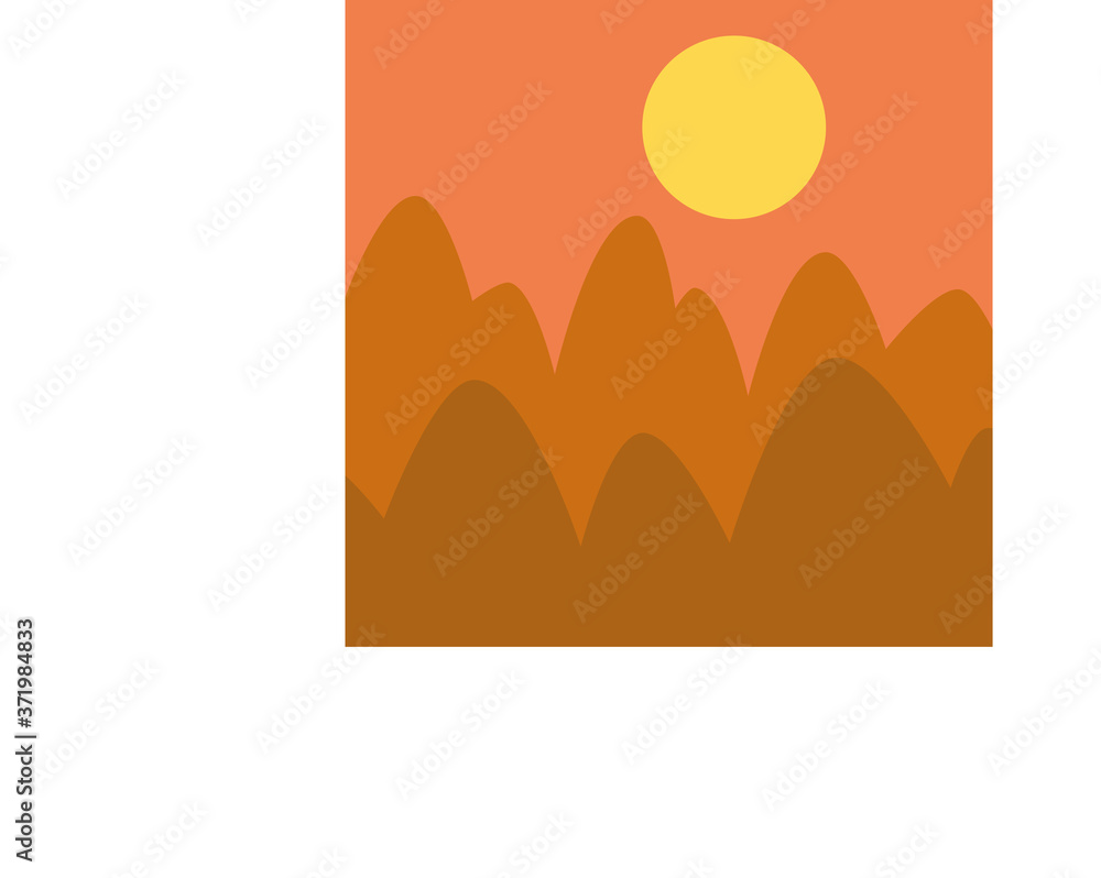 Fototapeta premium dusk and hills, vector cartoon illustration 