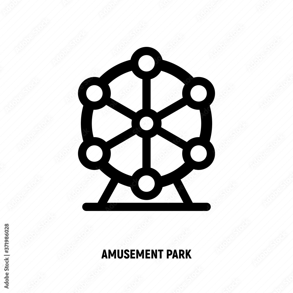 Ferris wheel thin line icon. Symbol of amusement park. Funfair. Vector illustration. Ferris wheel thin line icon. Symbol of amusement park. Funfair. Vector illustration.