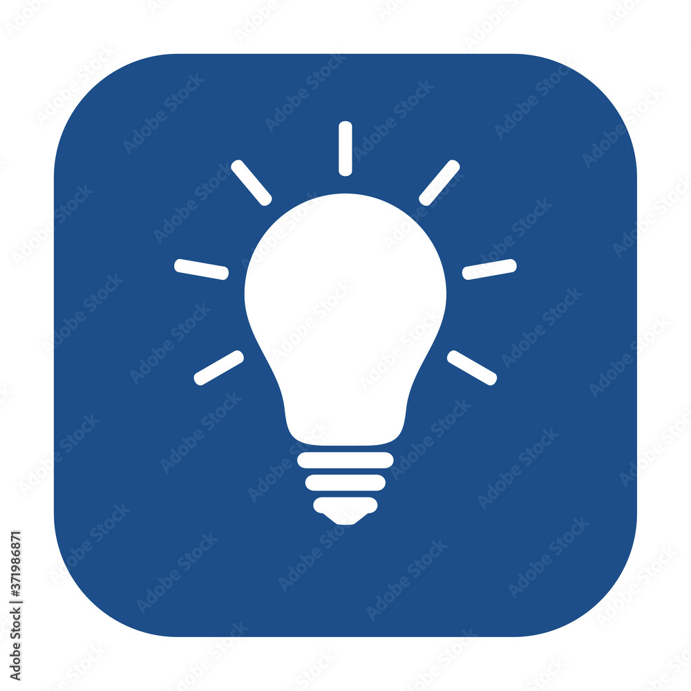 Blue rounded square glowing light bulb icon, button isolated on a white background. EPS10 vector file Blue rounded square glowing light bulb icon, button isolated on a white background. EPS10 vector file