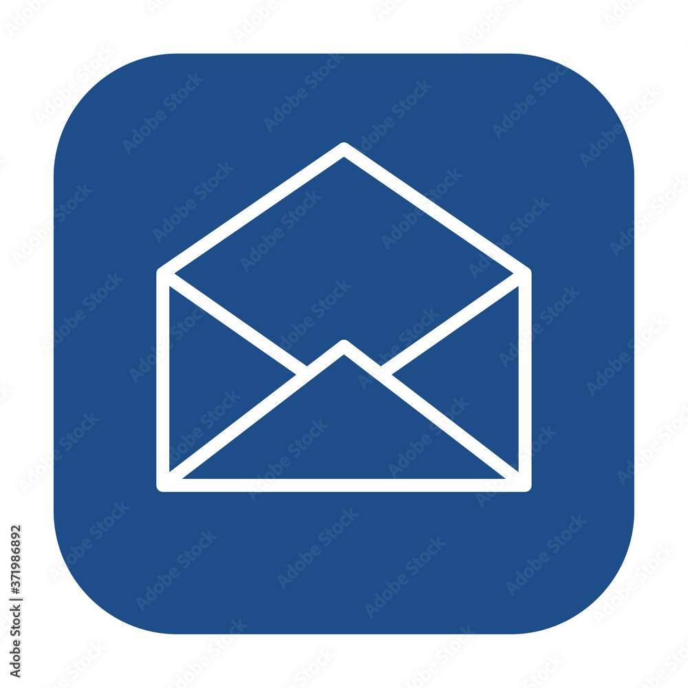 Blue rounded square opened envelope outline icon, button isolated on a white background. EPS10 vector file Blue rounded square opened envelope outline icon, button isolated on a white background. EPS10 vector file