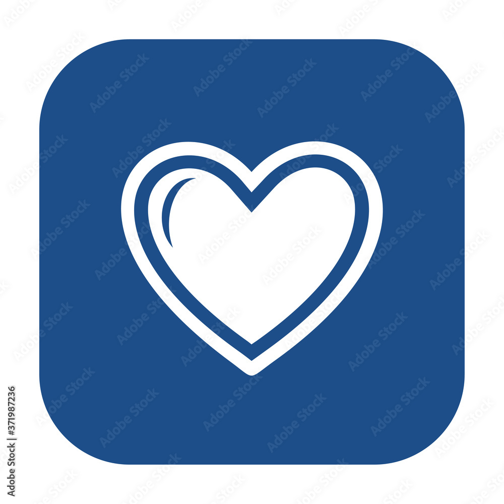 Blue rounded square heart with outline icon, button isolated on a white background. EPS10 vector file Blue rounded square heart with outline icon, button isolated on a white background. EPS10 vector file