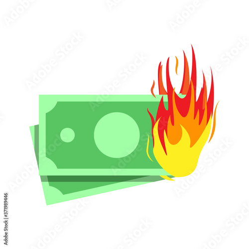 inflation concept flat design icon, logo, sign, vector illustration. illustration of burning money
