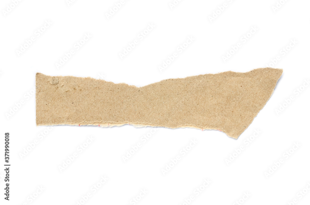 Recycled paper craft stick on a white background. Brown paper torn or ripped pieces of paper isolated on white background. Recycled paper craft stick on a white background. Brown paper torn or ripped pieces of paper isolated on white background.