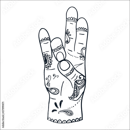 Beautiful flat linear yoga meditation hand gestures round icons set. Vector Prithivi Mudra Indian mudra positions of hands and fingers outline insignia badges collection. Ideal for yoga classes, spa