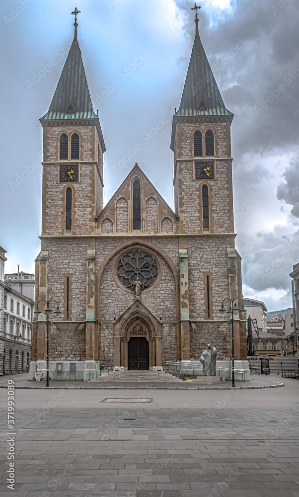 Sacred Heart Cathedral is closed  in Sarajevo during Covid crisis