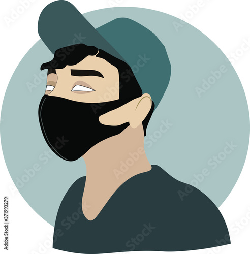 a guy in a black mask and cap