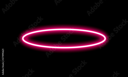 pink neon light shape. neon with long lines forming Circle