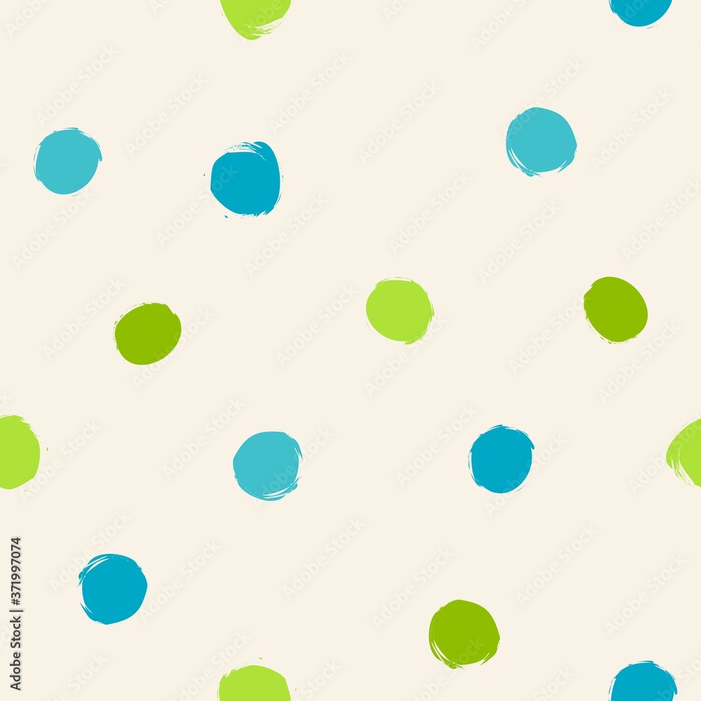 green and blue art brush polka dots seamless pattern, wallpaper, background, texture, banner, label, vector design