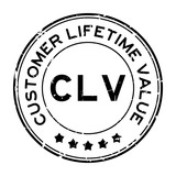 Grunge black CLV Customer lifetime value word round rubber seal stamp on white background