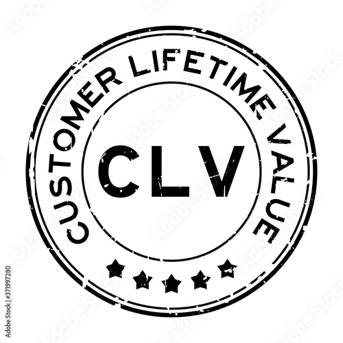 Grunge black CLV Customer lifetime value word round rubber seal stamp on white background