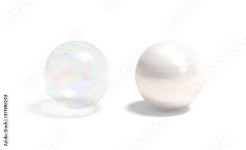 Blank transparent and opaque pearl ball mockup set