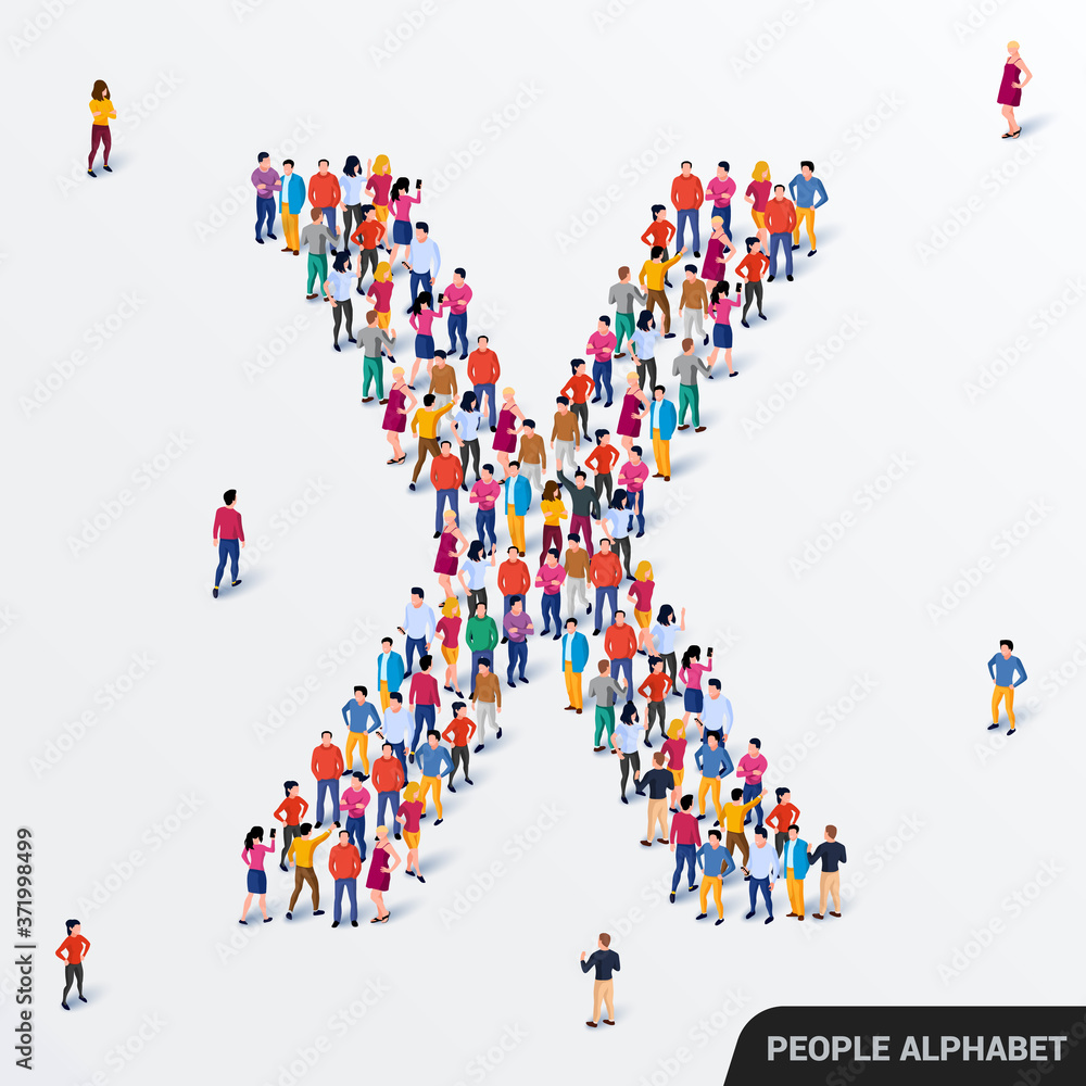 Large group of people in letter X form. Human alphabet. Large group of people in letter X form. Human alphabet.