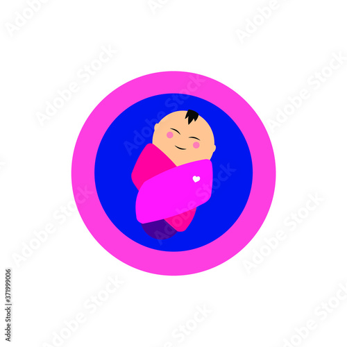 Fototapeta Naklejka Na Ścianę i Meble -  picture of a little baby in a circle, born, child