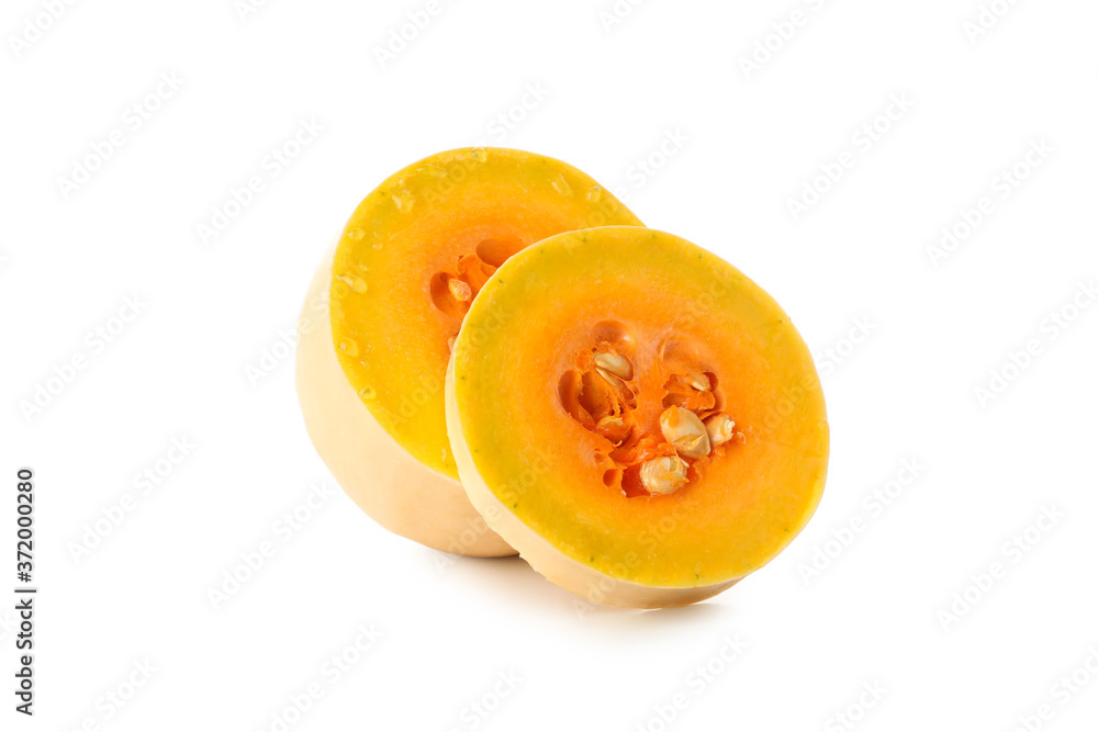 Butternut squash and slice isolated on white background