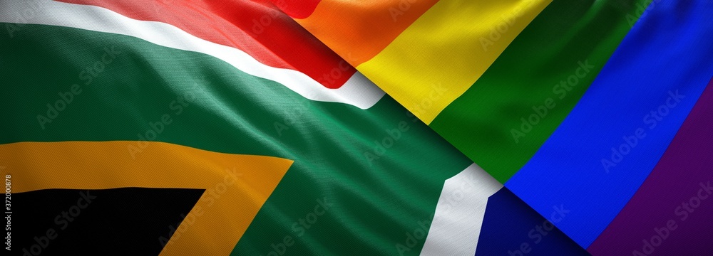 Fototapeta premium LGBT flag and flag of South Africa