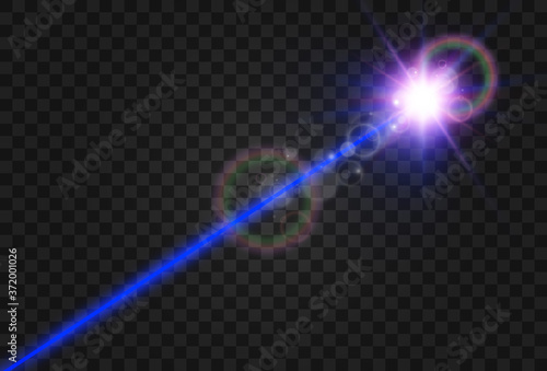 Bright beautiful laser beams on a transparent background. Scanner laser.