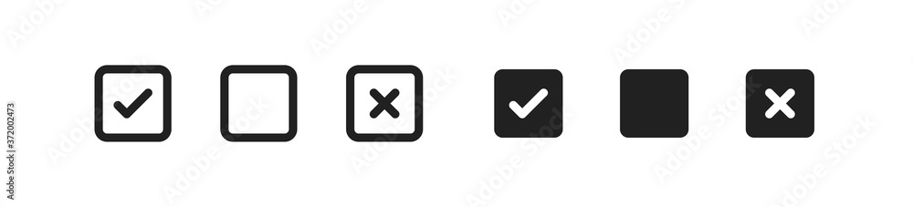 Check cross mark, simple concept icon set. Checkmark isolated illustration in vector flat Check cross mark, simple concept icon set. Checkmark isolated illustration in vector flat