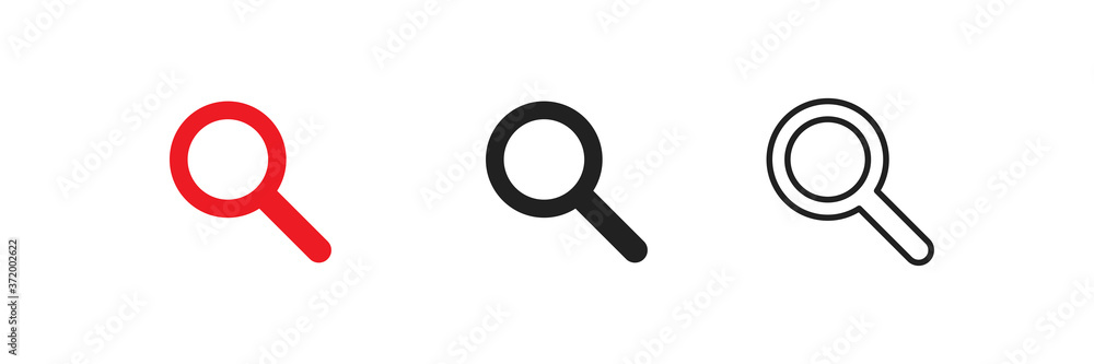 Find glass simple icon set. Search concept simbol in vector flat Find glass simple icon set. Search concept simbol in vector flat