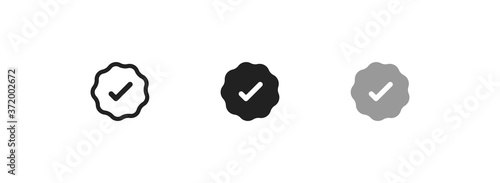 Check mark ribbon simple icon set. Prize concept in vector flat