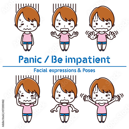 Facial expressions & Poses set / Panic / Be impatient / Female