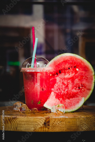 Fresh morning cocktail for breakfast of ripe watermelon