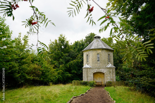 Painswick, England - 16/08/2020: The pigeon tower in the Painswick Rococo Gardens  photo