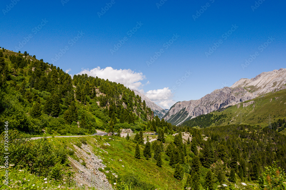 Albula, Albulapass, Passstrasse, Bergstrasse, Albulapass, Passhöhe, Park Ela, Bergün, Wanderweg, Graubünden, Engadin, La Punt Chamues-ch, Alpen, Sommer, Schweiz