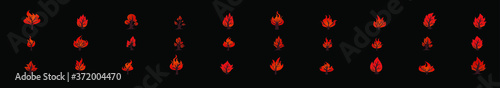 a set of burning tree icon design template with various models. vector illustration