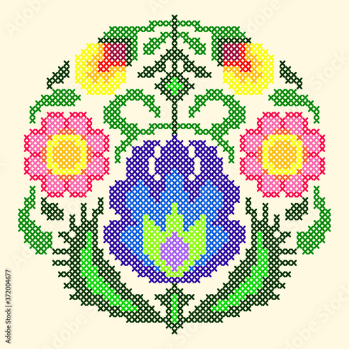 vector illustration cross stitch ornament