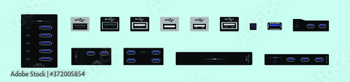 a set of computer ports type icon design template with various models. vector illustration