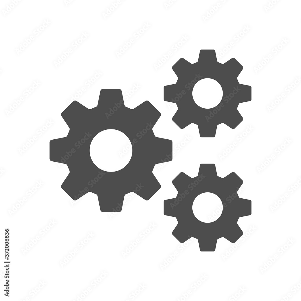 Setting, Gear, Tool, Cog Flat Web Mobile Icon Vector Sign Symbol Button Element Silhouette isolated on white background. Setting, Gear, Tool, Cog Flat Web Mobile Icon Vector Sign Symbol Button Element Silhouette isolated on white background.