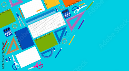 sfondo, materiale scolastico, scuola, studiare