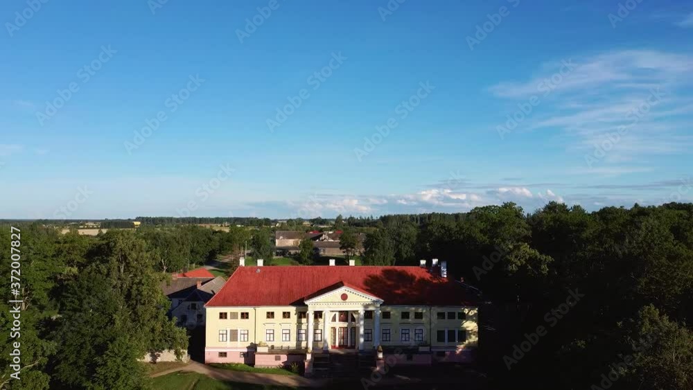 Aerial View of the Durbe Manor Castle, Tukums, Latvia.old Mansion of Former Russian Empire. Aerial View of the Durbe Manor Castle, Tukums, Latvia.old Mansion of Former Russian Empire.
