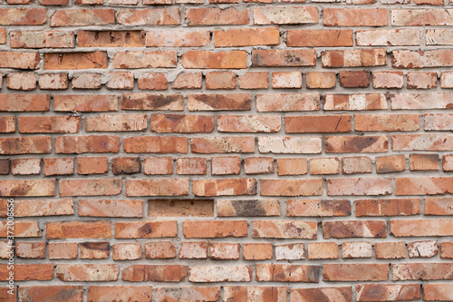 Wall of red bricks. Texture or background of bricks.