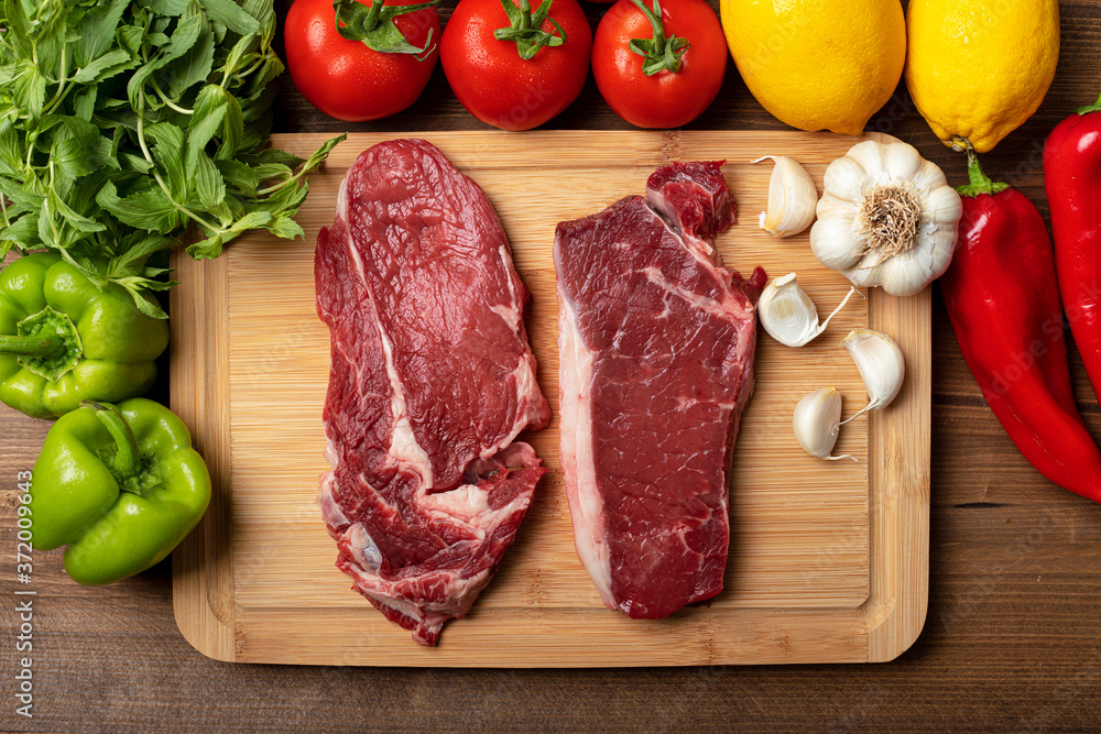 Food background. steak, Fresh raw beef, background.