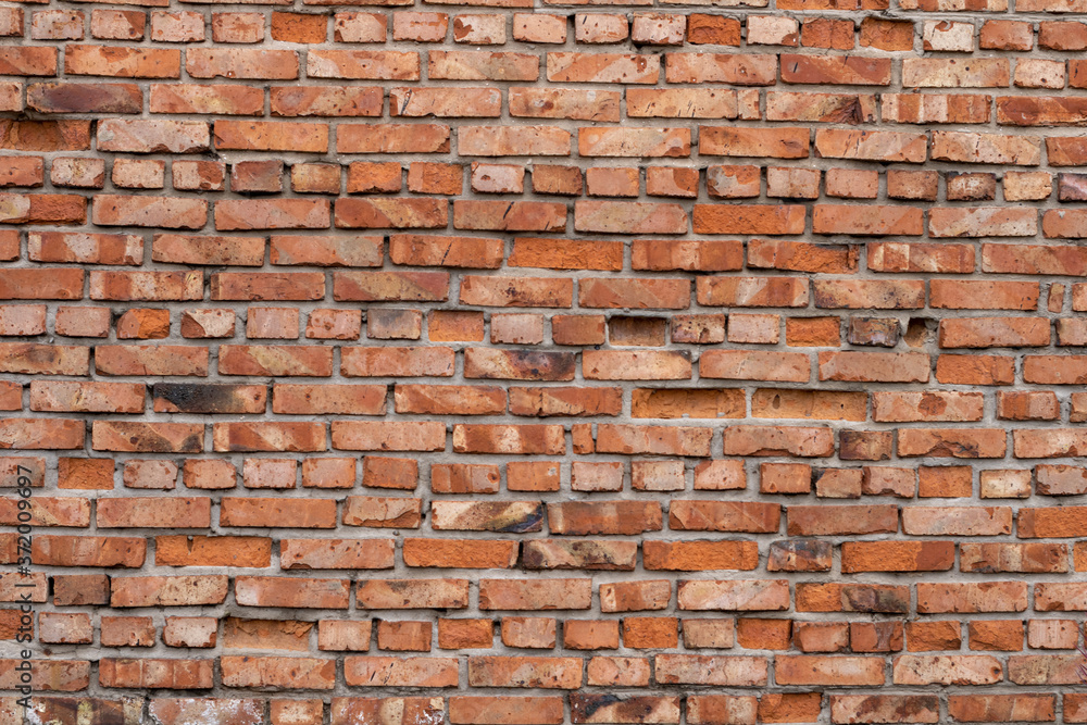 Wall of red bricks. Texture or background of bricks. Wall of red bricks. Texture or background of bricks.