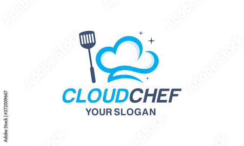 Chef hat and cloud logo design vector