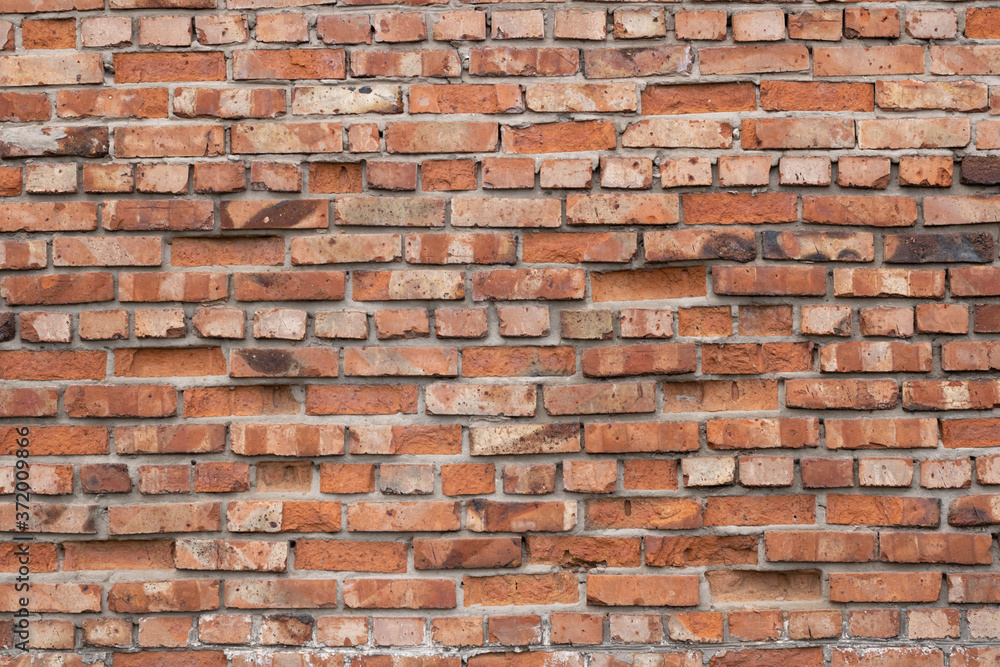 Fototapeta premium Wall of red bricks. Texture or background of bricks.