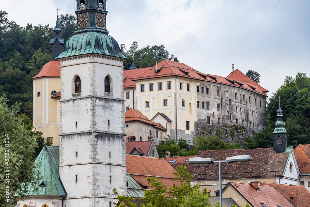 Obraz premium Skofja Loka castle and town in Slovenia