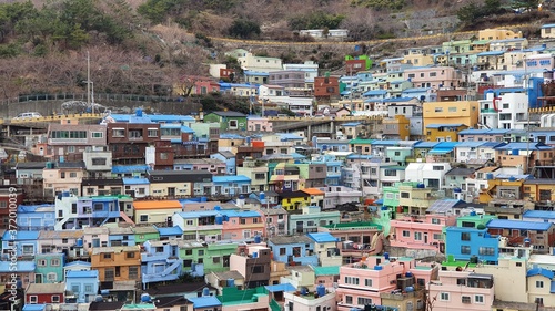 Gamcheon Culture Village in Busan Korea. Served as a township during the Korean war, today the location is celebrated for its artistic aspects.  © Narmelan