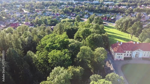 Aerial View of the  Durbe Manor Castle, Tukums, Latvia.old Mansion of Former Russian Empire. photo