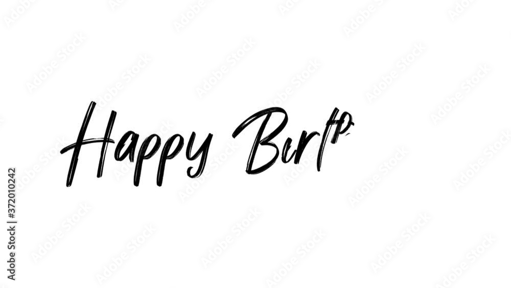 4k video handwritten inscription Happy Birthday, black lettering on white background 4k video handwritten inscription Happy Birthday, black lettering on white background