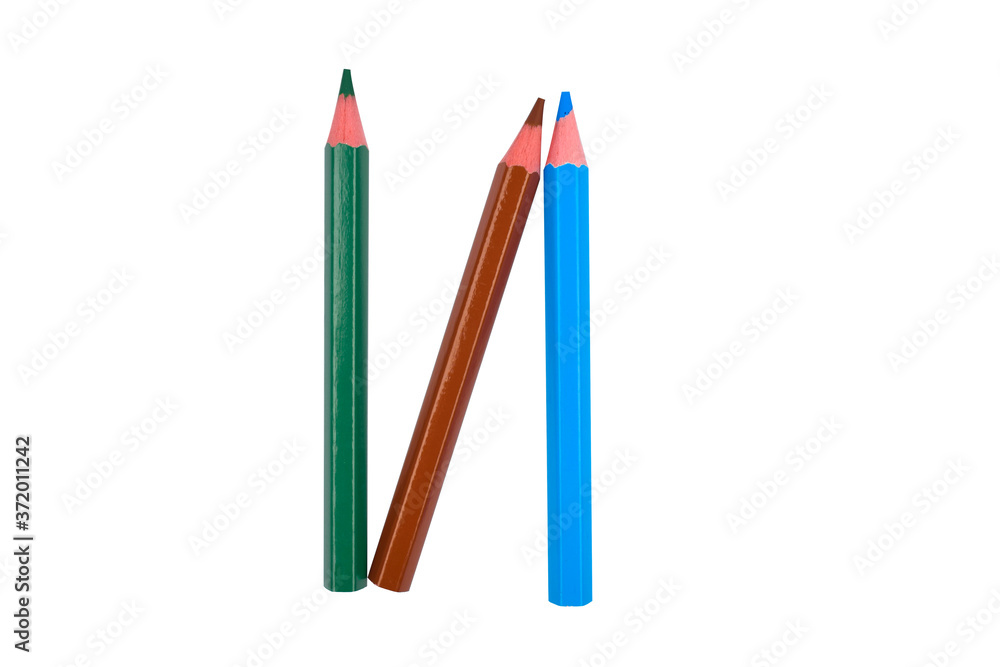 N letter written with some different colored wood pencil crayons on white N letter written with some different colored wood pencil crayons on white