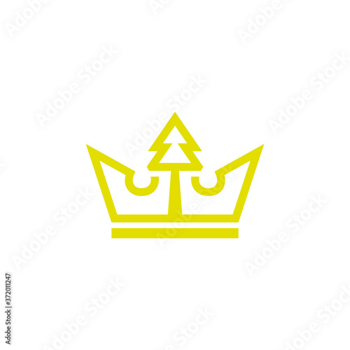 Crown tree vector logo. Royal tree icon.