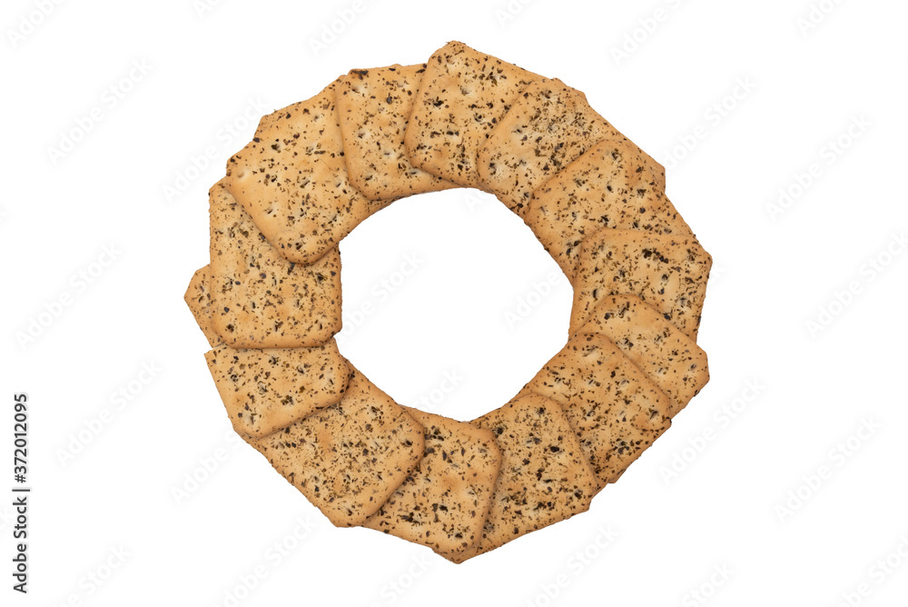 Nori seaweed crackers on a white background. Nori seaweed crackers on a white background.