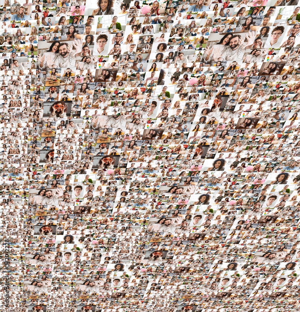Fototapeta premium Collage image of different multinational people looking at camera