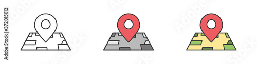 Set of maps and pointers icons. Location. Vector illustration 