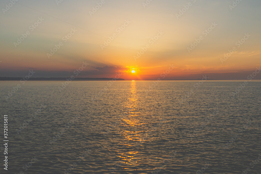 Fototapeta premium Sunset as seen from Ryde Pier, Isle of Wight, England