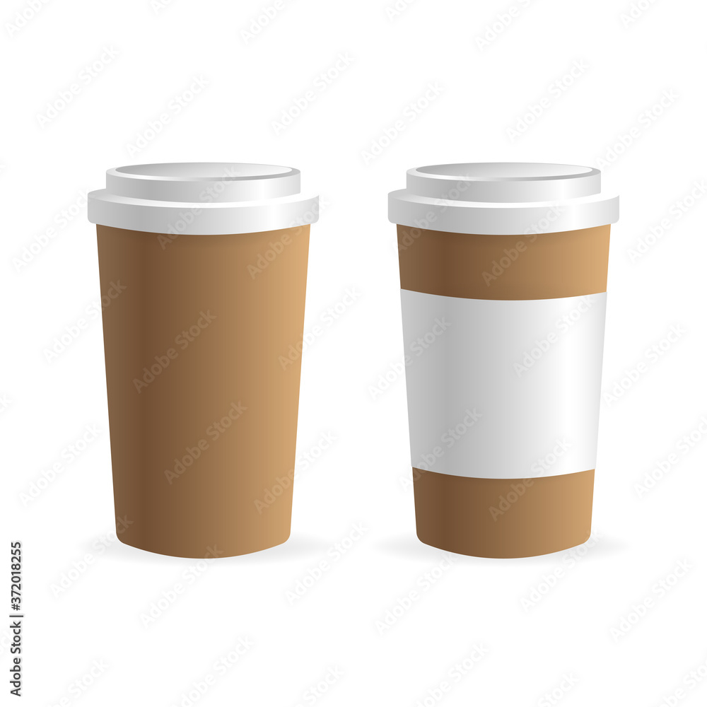 Paper coffee cup in 3d style on white background. Blank mockup. Mock up, template. Coffee drink. Paper coffee cup in 3d style on white background. Blank mockup. Mock up, template. Coffee drink.