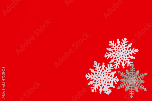 Christmas Holidays card  with copy space on a red background
